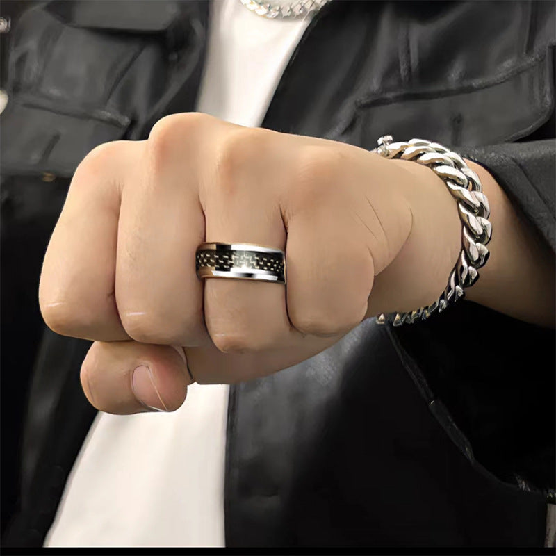 Wholesale Titanium steel inlaid carbon fiber non-fading ring